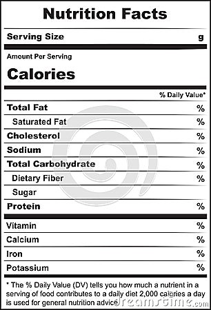 Cheese nutritional label Vector Illustration