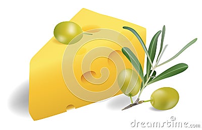 Cheese with olives Vector Illustration