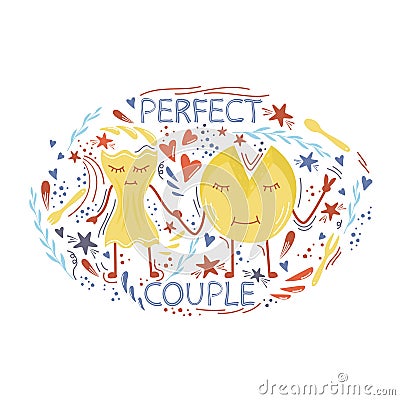 Cheese and pasta perfect couple Vector Illustration