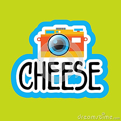 Cheese For Photo Sticker Social Media Network Message Badges Design Vector Illustration