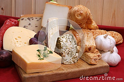 Cheese platter with organic fresh cheese Stock Photo