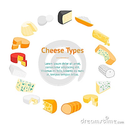 Cheese Product Dairy Banner Card Circle. Vector Vector Illustration