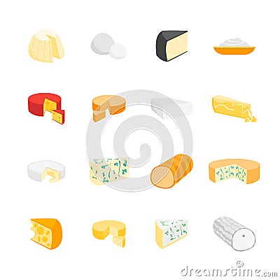 Cheese Product Dairy Set. Vector Vector Illustration