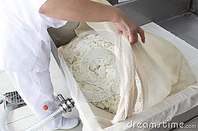 Cheese production creamery dairy final Stock Photo