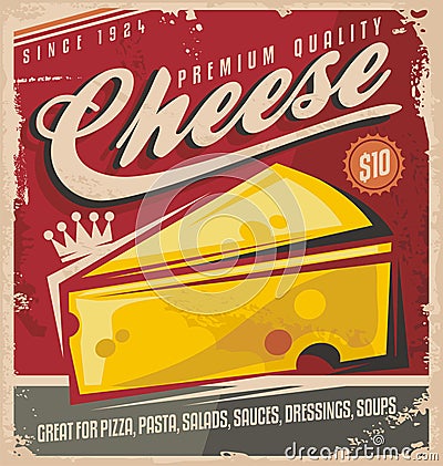 Cheese retro poster design Vector Illustration