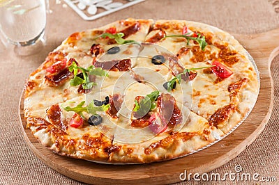 Cheese Sausage Pizza Stock Photo