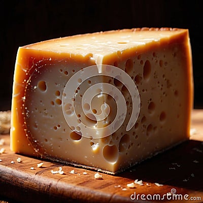 Cheese, Slice of fresh gourmet cheese, dairy milk food Stock Photo
