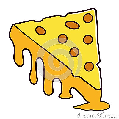 cheese sliced melted flowing Vector Illustration