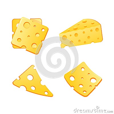 Cheese slices set, hand drawn vector illustration Vector Illustration