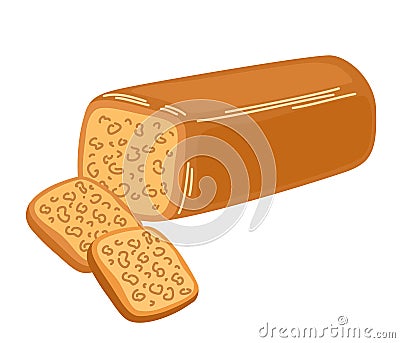 Smoked round cheese cutter to slices. Appetizing farm, dairy product. Ricotta, rauchkase, bavarian. Vector Illustration