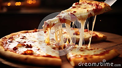 cheese tasty pizza food photo Cartoon Illustration