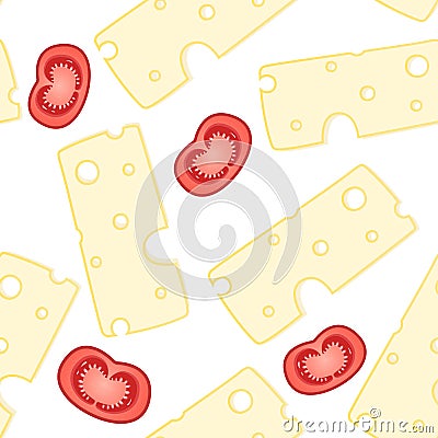 Cheese and tomatoes vector seamless pattern Stock Photo