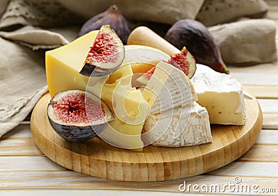 Cheeseboard with figs Stock Photo