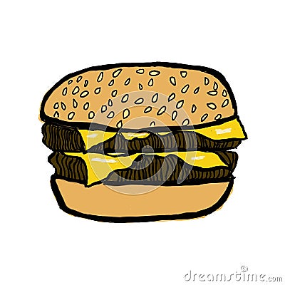 Cheeseburger double icon food fast bread Stock Photo