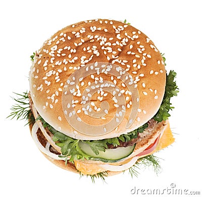 Cheeseburger isolated on white background Stock Photo