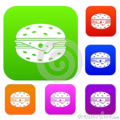 Cheeseburger set collection Vector Illustration