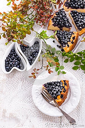 Cheesecake blueberries Stock Photo