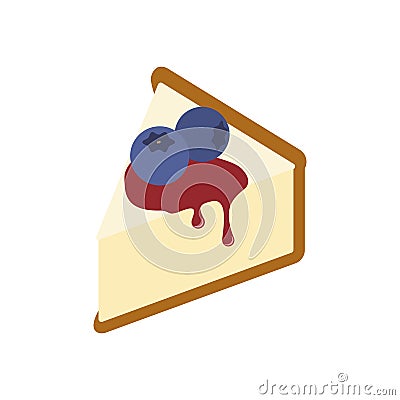 Cheesecake with blueberry Vector Illustration