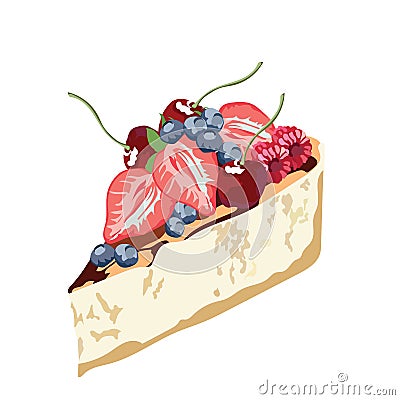 Cheesecake dessert delicious slice Vector Vector Illustration