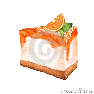 Cheesecake dessert. Orange cake Stock Photo