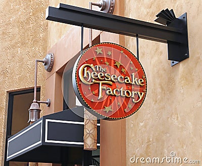 Cheesecake Factory restaurant sign Editorial Stock Photo