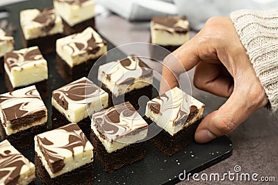 Cheesecake swirl brownie Stock Photo