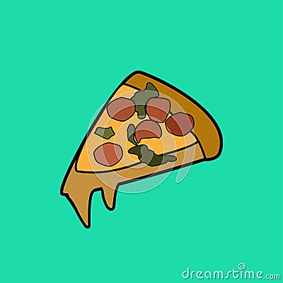 Cheesy pizza funky graphic illustration Vector Illustration