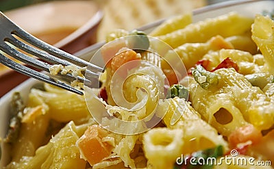 Cheesy Tex Mex Chicken Penne Stock Photo