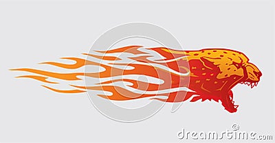 Cheetah Abstract Tattoo Style Fiery Flame and Fury Illustration Vector Illustration