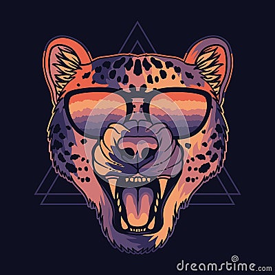 Cheetah angry colorful wearing a eyeglasses vector illustration Vector Illustration