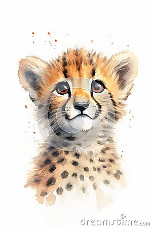 A cheetah cub with an intense and timid expression, sales of whi Stock Photo