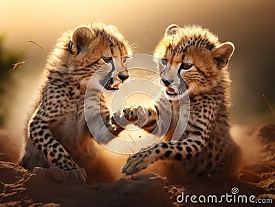 Cheetah Cubs Cartoon Illustration