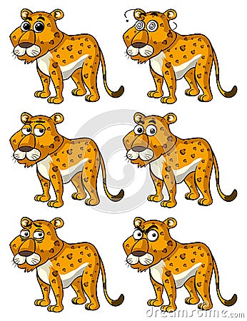 Cheetah with different emotions Vector Illustration