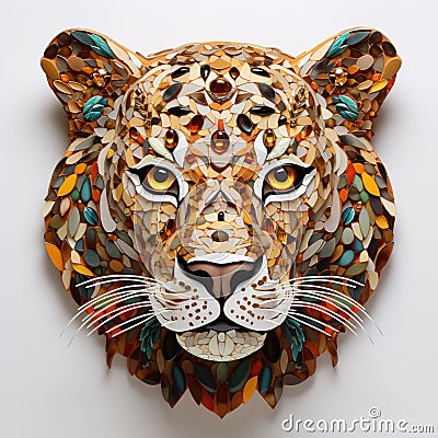 A cheetah face made of beautiful gemstones. Wildlife Animals. Illustration, Generative AI Stock Photo