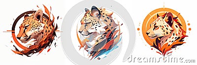 Cheetah logo 2D beautiful colorful picturel AI Generated Stock Photo