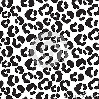 Cheetah print pattern with spots and hearts. Black and white leopard abstract skin print. Vector Illustration