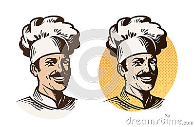 Chef, baker, cook symbol. Cooking, restaurant or cafe logo. Vector illustration Vector Illustration