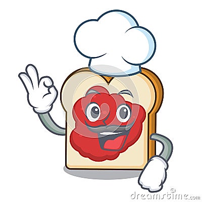 Chef bread with jam character cartoon Vector Illustration