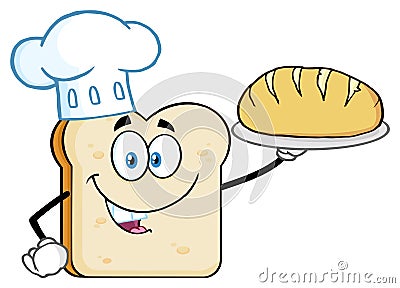 Chef Bread Slice Cartoon Mascot Character Presenting Perfect Bread Vector Illustration