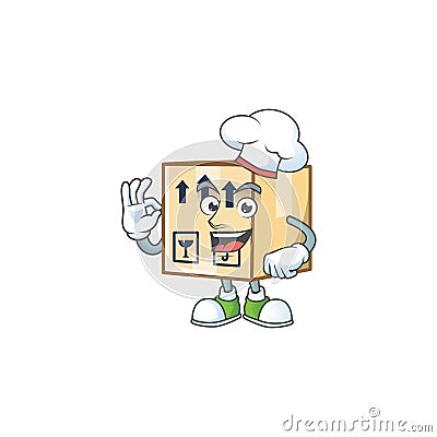 Chef cardboard close cartoon character mascot style Vector Illustration