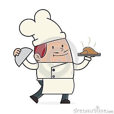 Chef serving food Vector Illustration