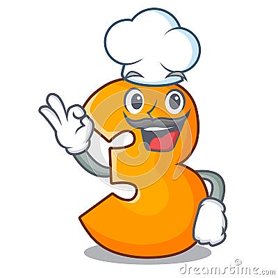 Chef cartoon number three on the wall Vector Illustration