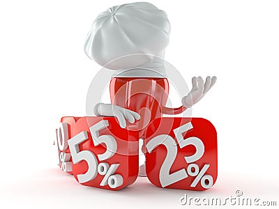 Chef character with percent symbols Stock Photo