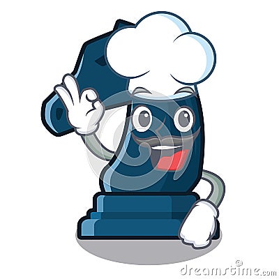 Chef chess knight next to cartoon table Vector Illustration