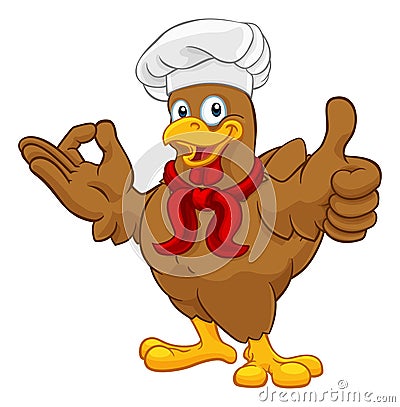 Chef Chicken Rooster Cockerel Perfect Cartoon Vector Illustration