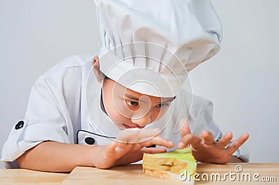 Chef child,Girls wear chef costumes Stock Photo