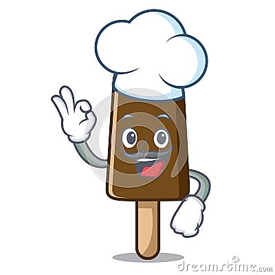 Chef chocolate ice cream character cartoon Vector Illustration