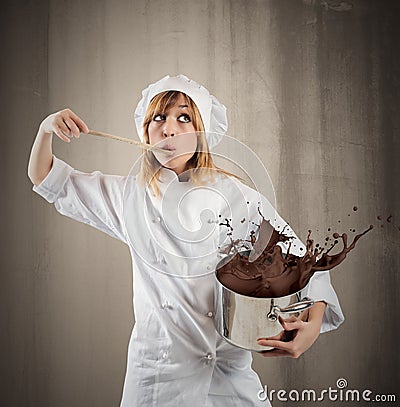 Chef with chocolate Stock Photo