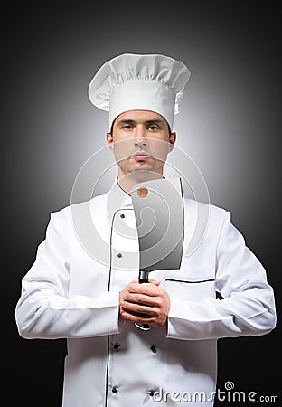 Chef with a cleaver Stock Photo