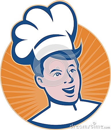 Chef Cook Baker Retro Vector Illustration